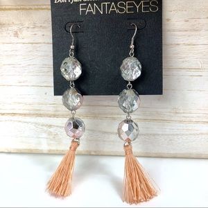 Boho Rose & Crystal Tassel Earrings🌺